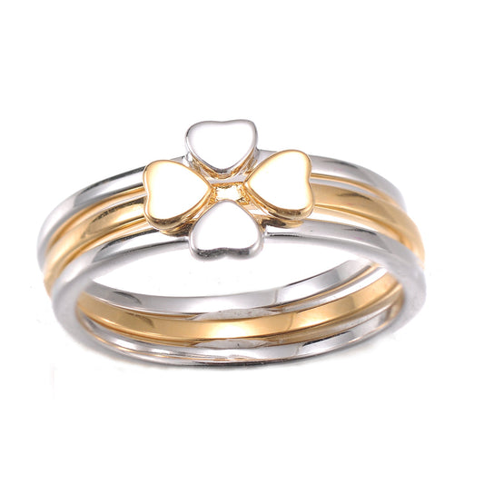 925 Silver Plain Clover Stackable Ring Sets 3pcs