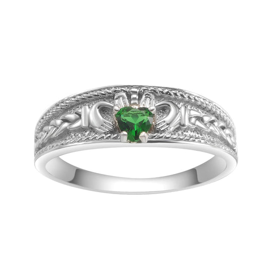 925 Silver CZ Celtic Claddagh Ring