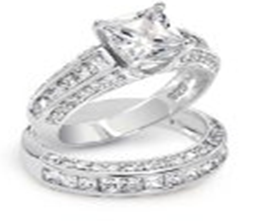 925 Silver CZ Engagement Wedding Bridal Ring Sets 2pcs