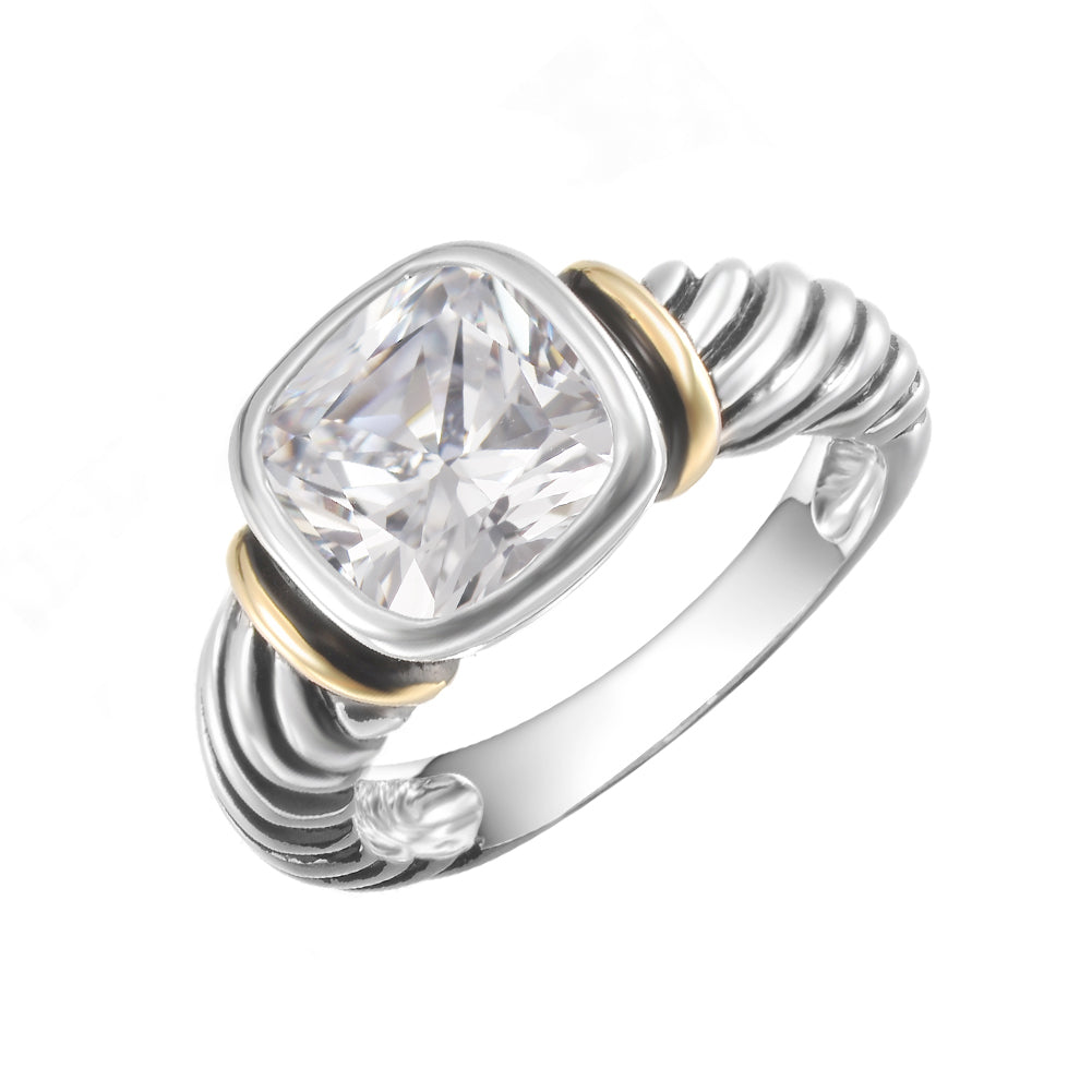 Women's Antique Rope Cubic Zirconia Ring