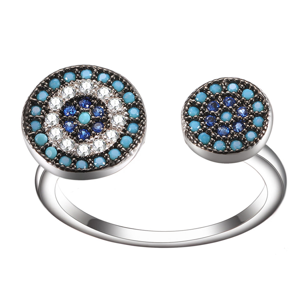 Women's CZ Adjustable Open Evil eye Ring