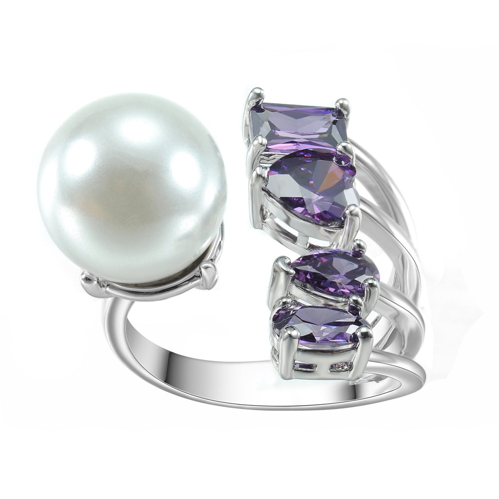 Women's Fashion Adjustable Open Pearl Ring