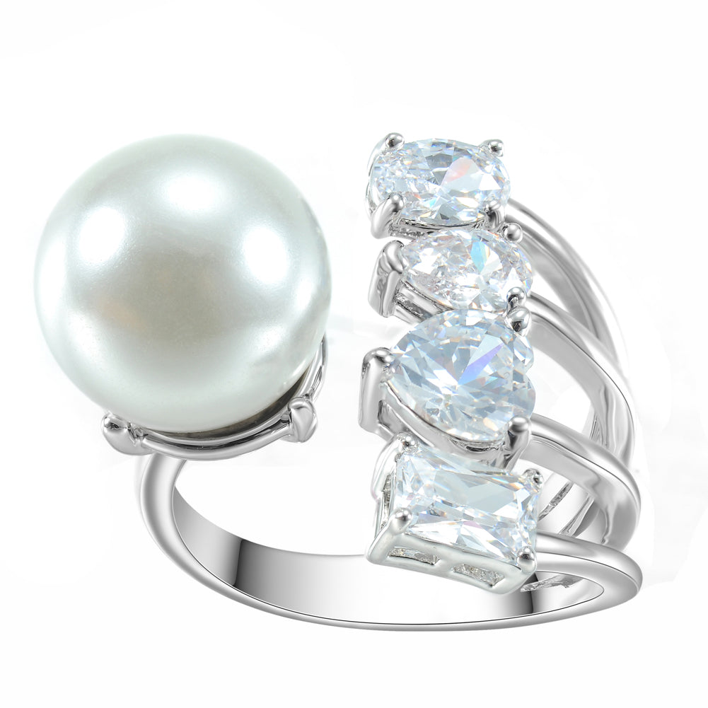 Women's Fashion Adjustable Open Pearl Ring