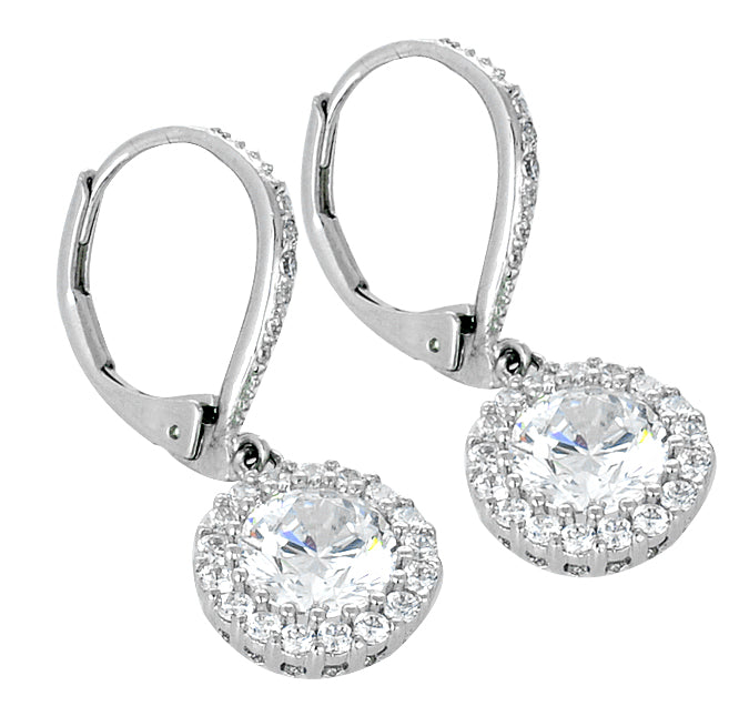 925 Silver Solitaire Round CZ Drop Earring