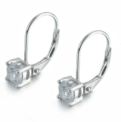 925 Silver Solitaire Round CZ Drop Earring