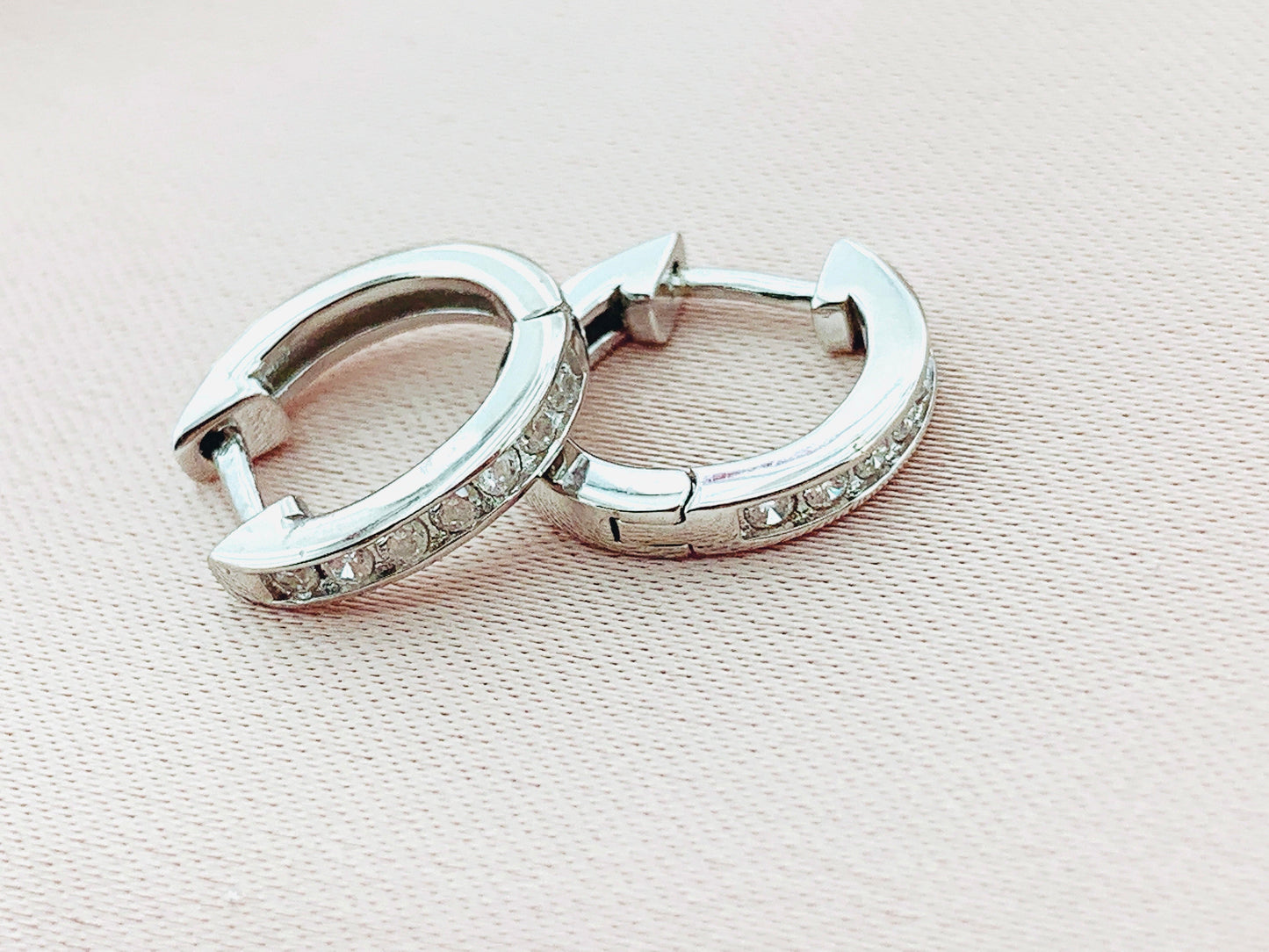 925 Silver CZ Hoop Earring