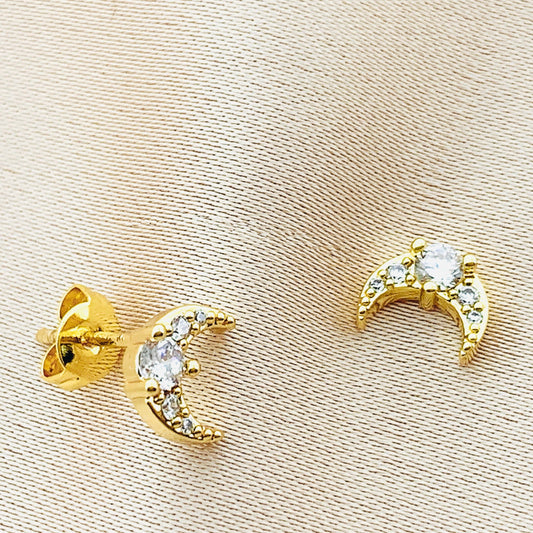 Women's Fashion Moon CZ Stud Earring