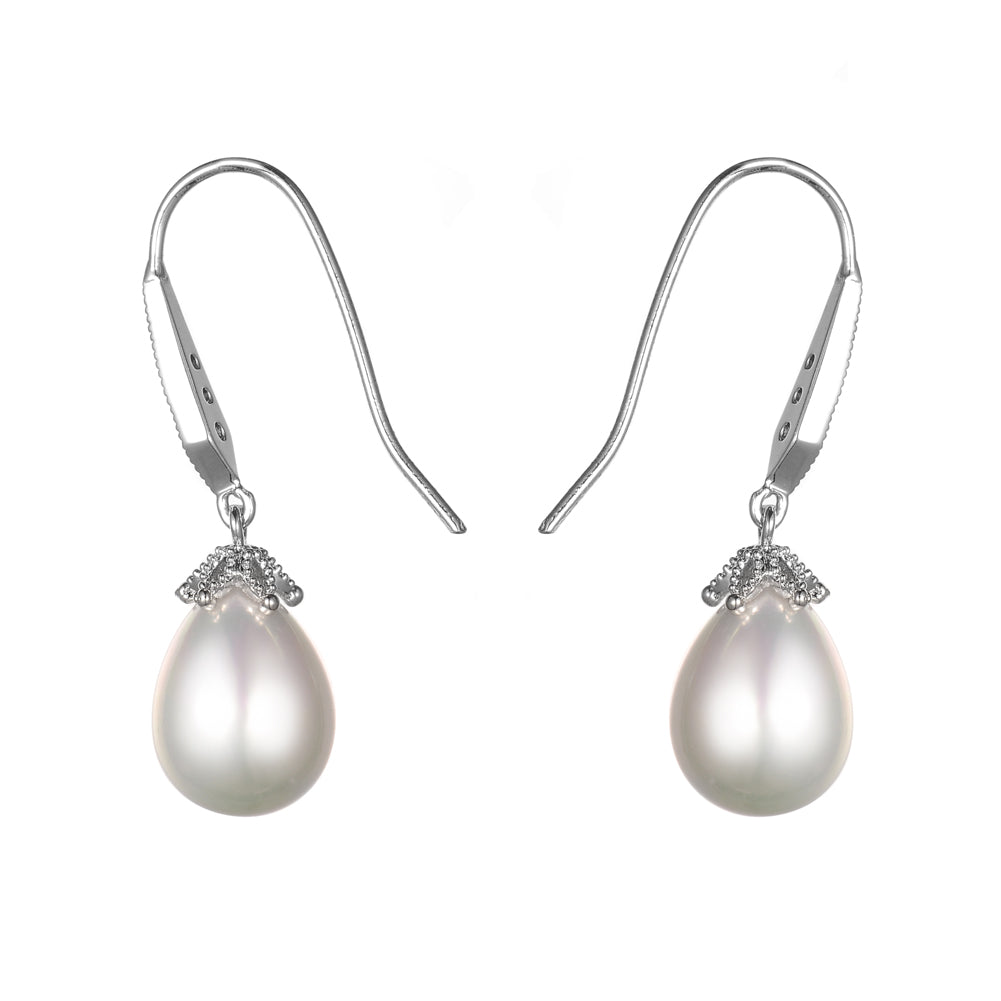 Women's Fashion CZ Bridal Wedding Pearl Earring