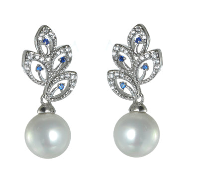 Women's Fashion CZ Bridal Wedding Pearl Earring