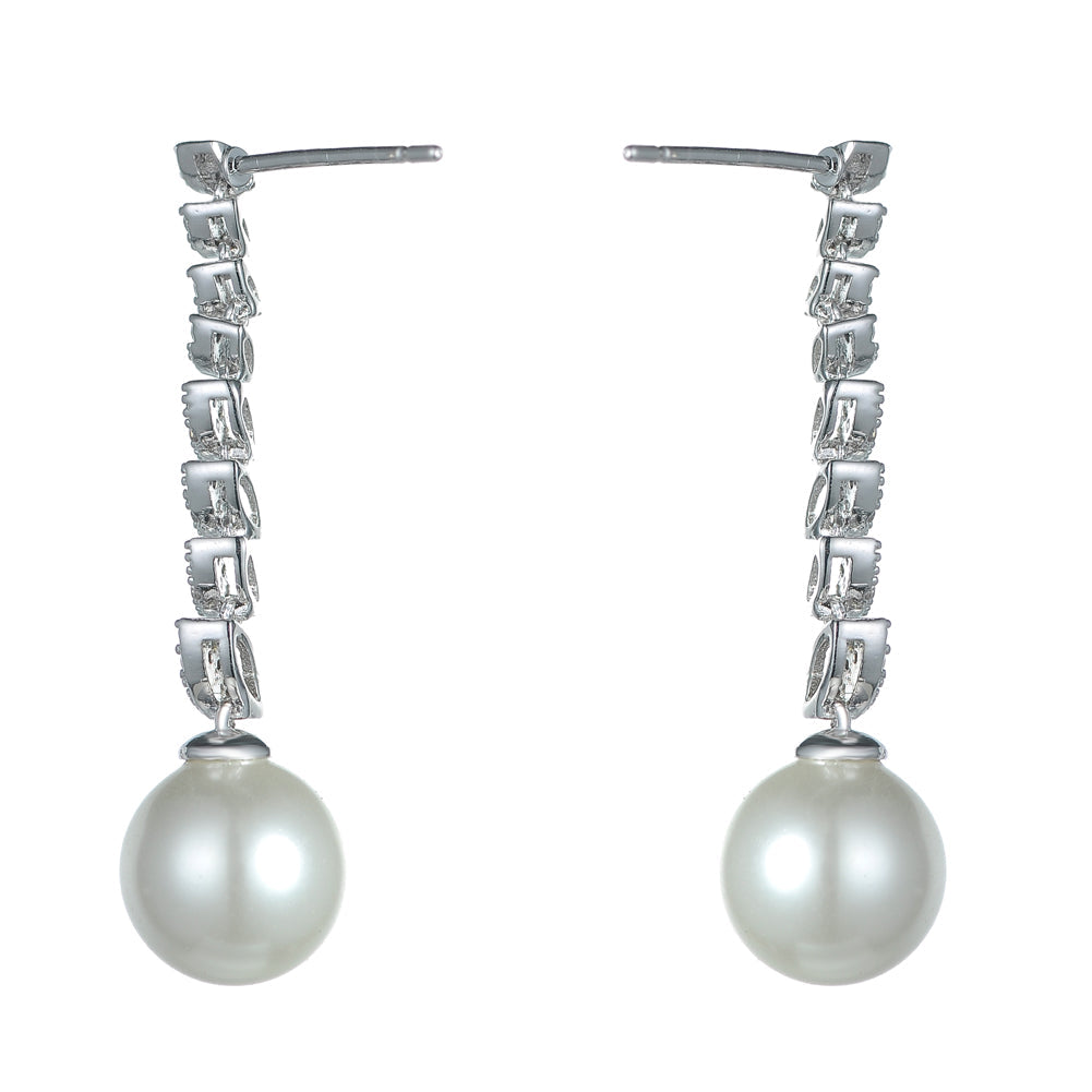 Women's Fashion CZ Bridal Wedding Pearl Earring