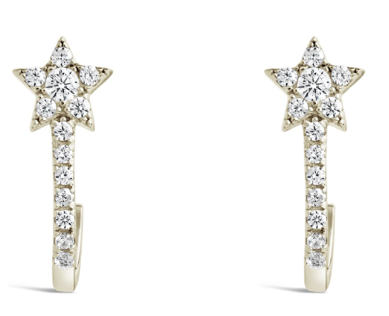 925 Silver Cubic Zirconia Star Hoop Earring