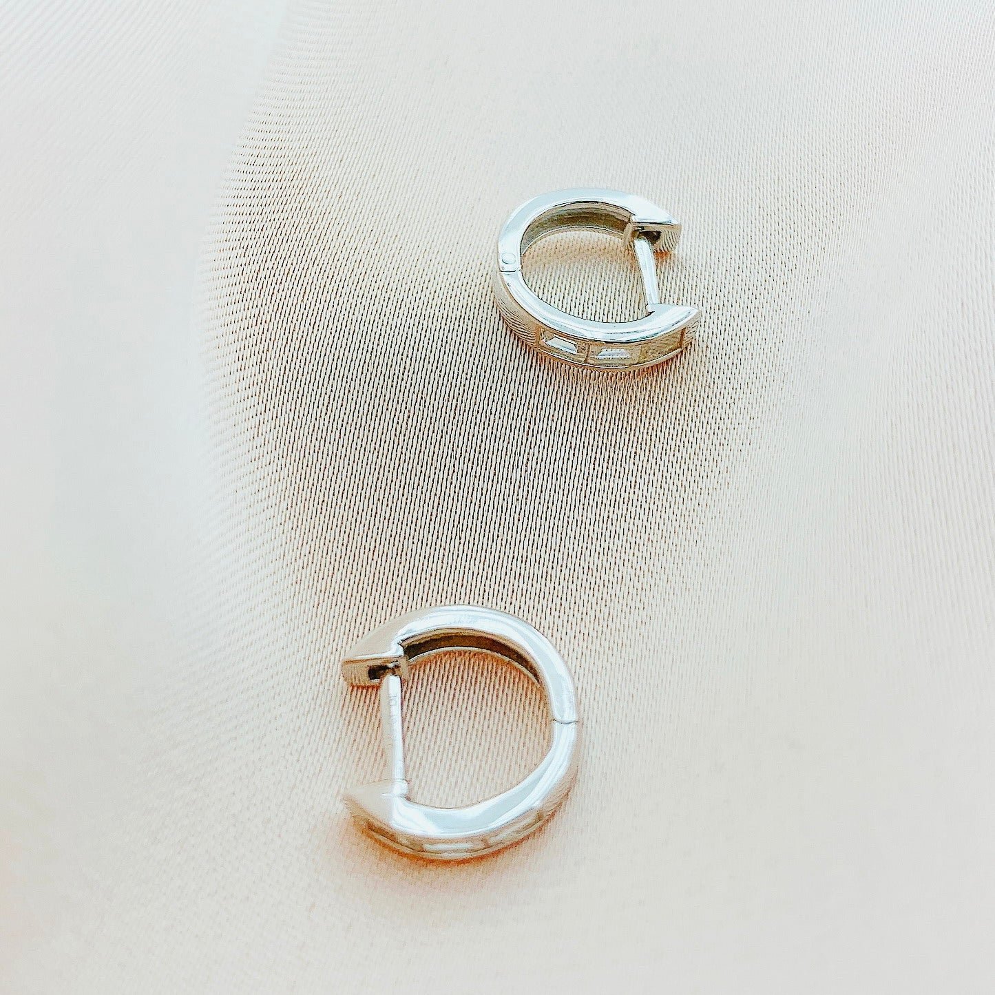 925 Silver CZ Hoop Earring