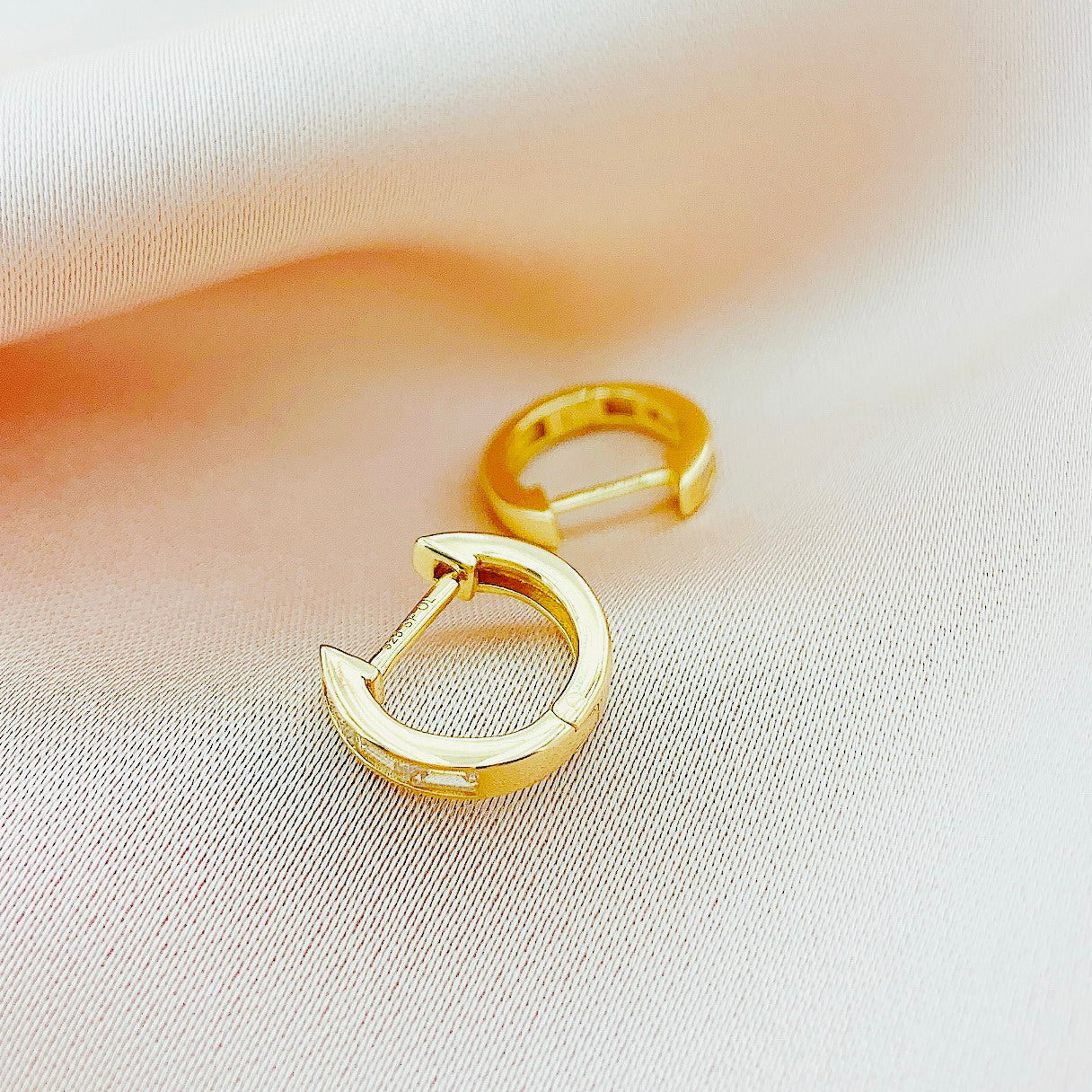 925 Silver CZ Hoop Earring