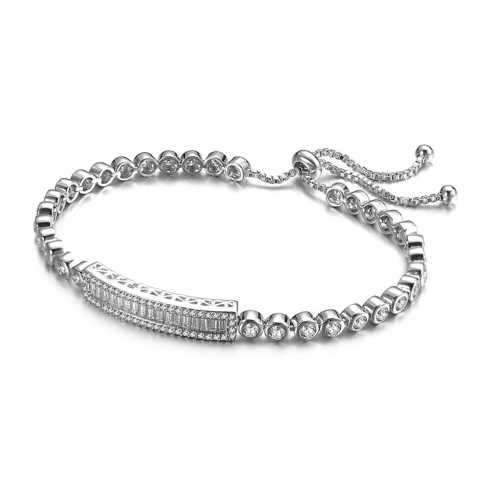 Womens Fashion Cubic Zirconia Adjustable Bolo Bracelet