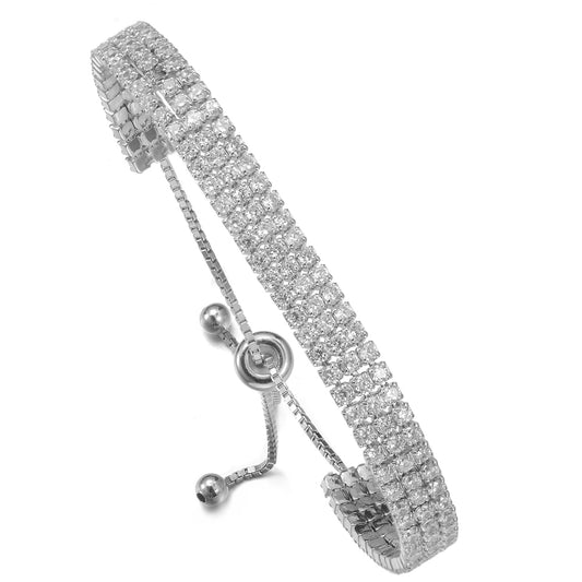 Women's CZ Cubic Zirconia Adjustable Bolo Bracelet