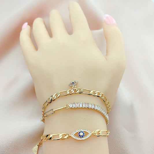 Women's Fashion CZ Evil eye Bracelet Sets