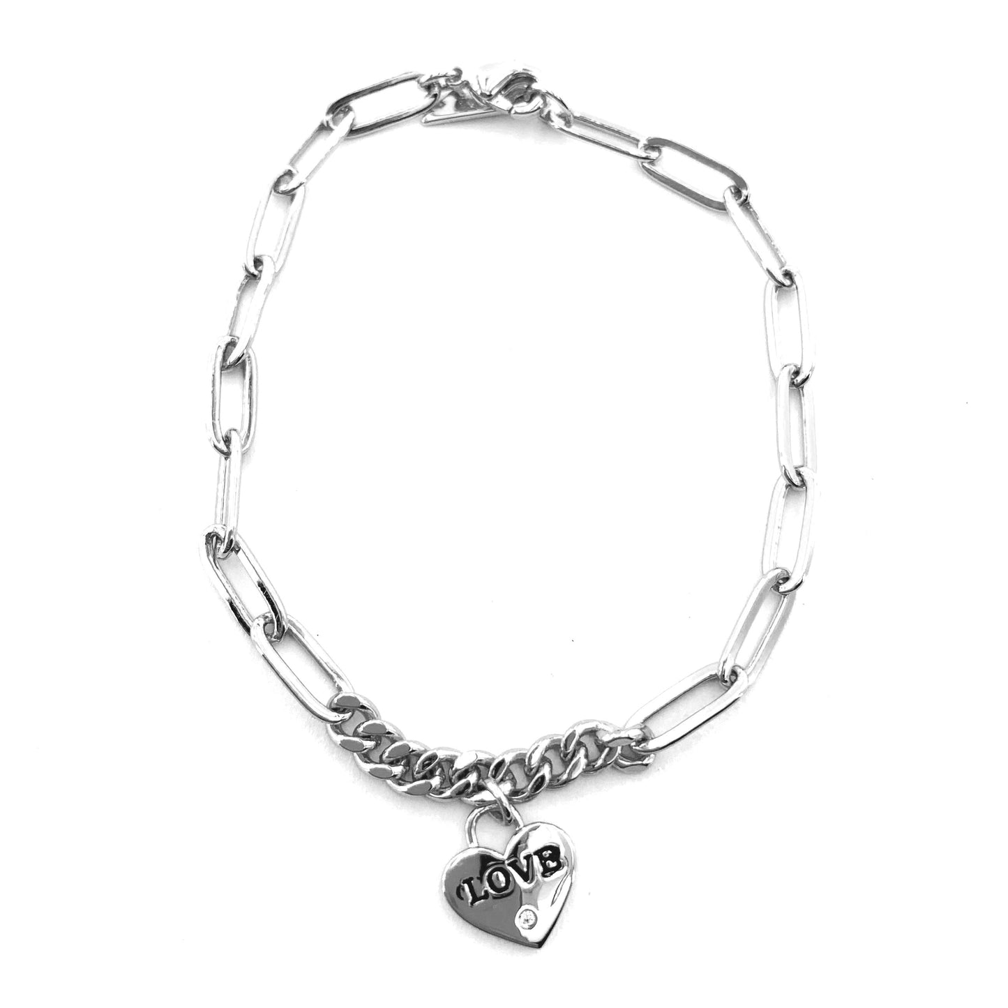 Women's Heart Paperclip Chain Bracelet