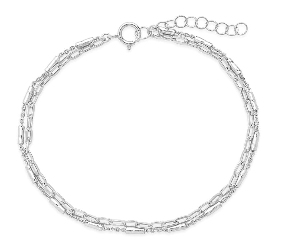 925 Silver Double Layered Chain Bracelet