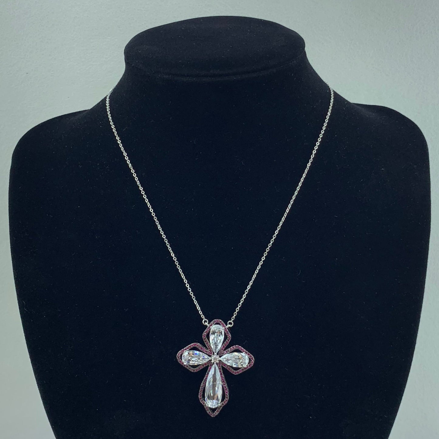 Womens's CZ Pendant Cross Necklace