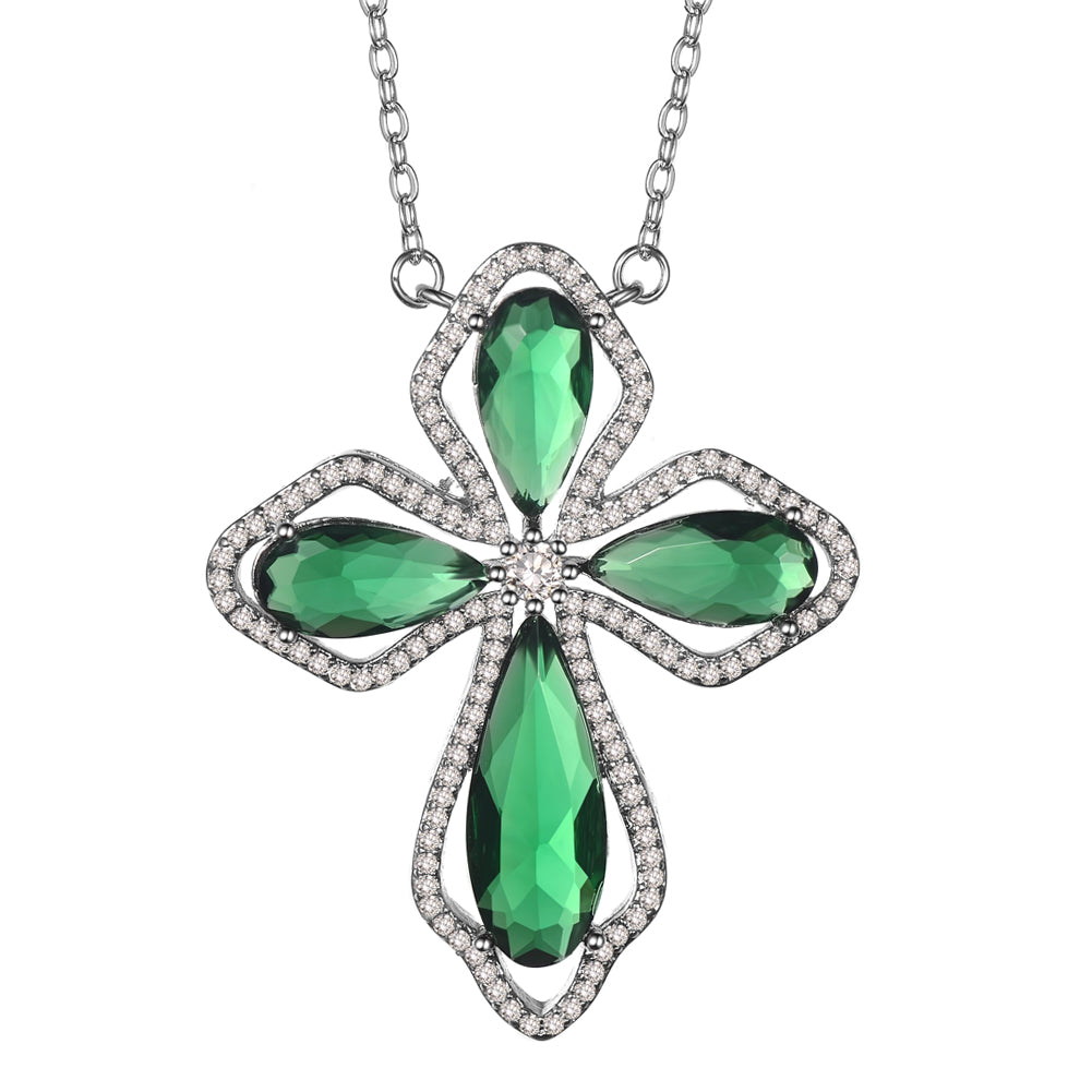 Womens's CZ Pendant Cross Necklace