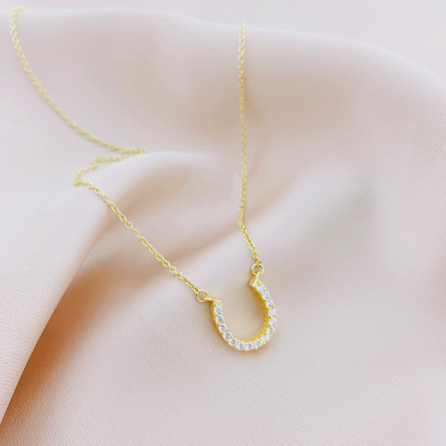 925 Silver Horseshoe CZ Necklace