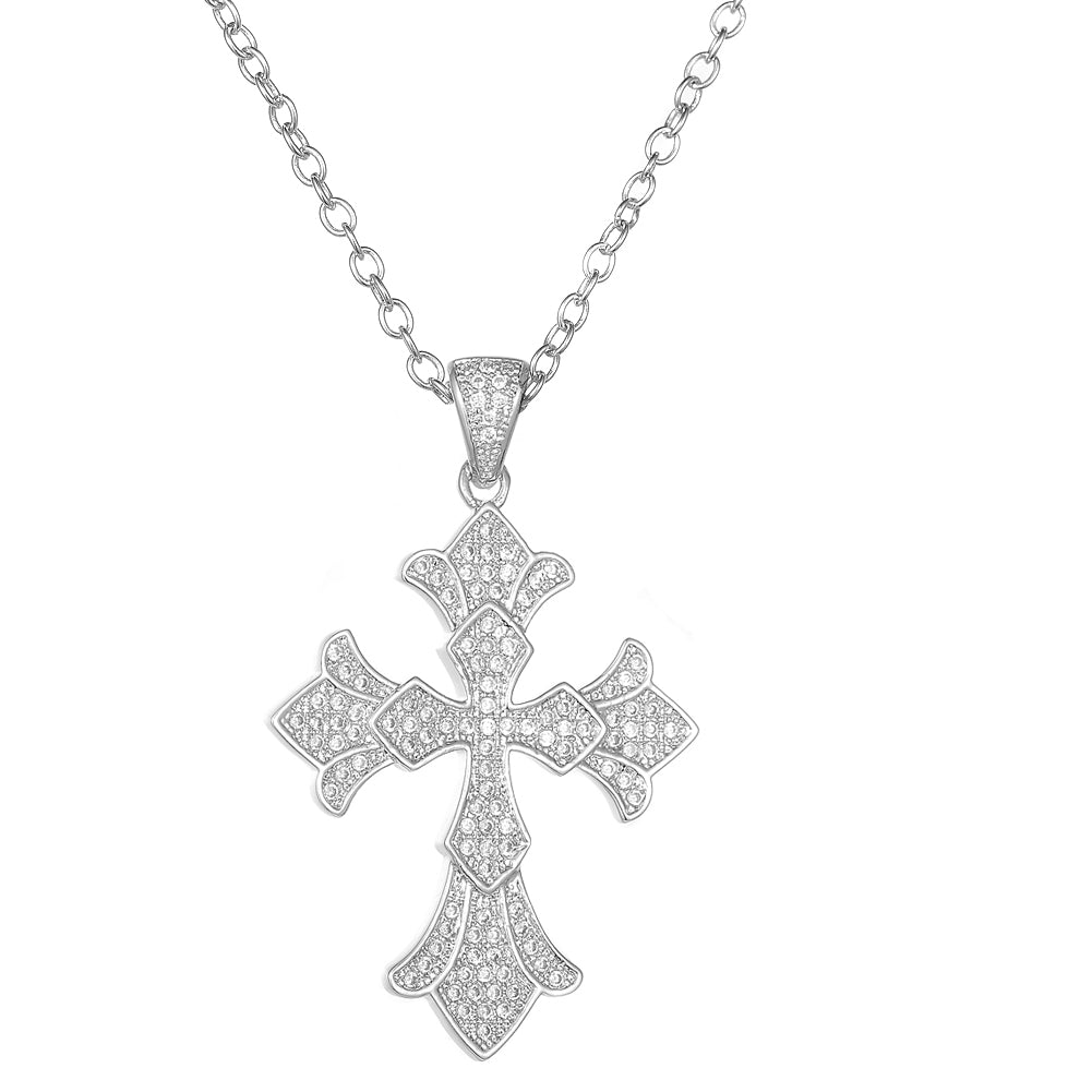 Women's Fashion CZ Cross Necklace