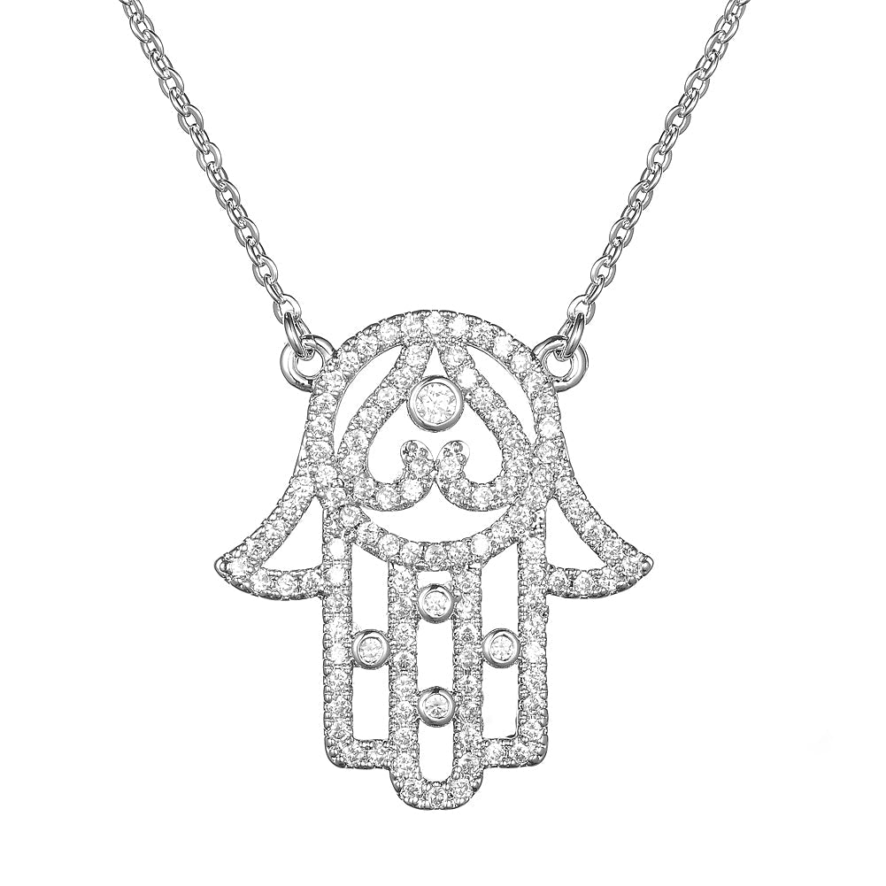 Wwomen's Fashion CZ Hamsa Necklace