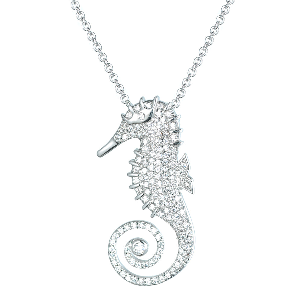 Women's Fashion Animal Seahorse CZ Necklace