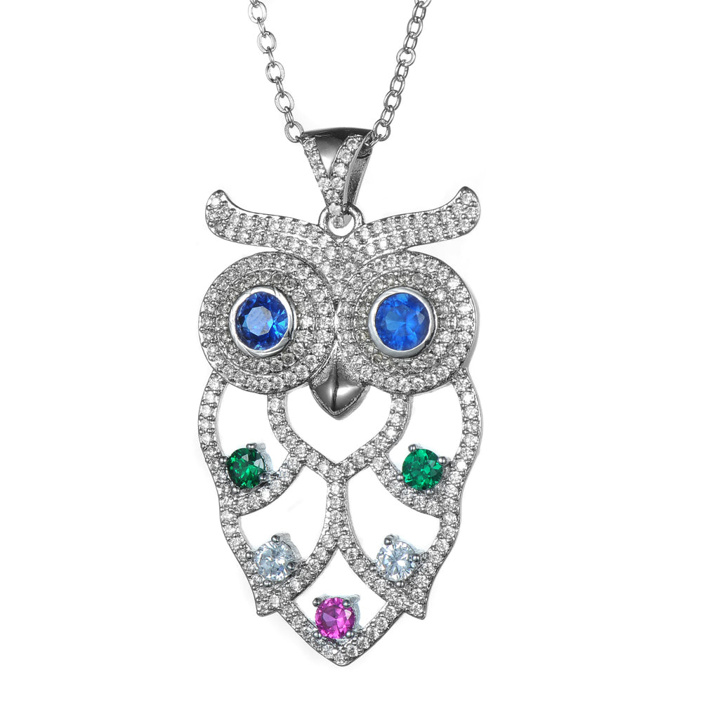 Women's Fashion Animal Owl CZ Pendant Necklace