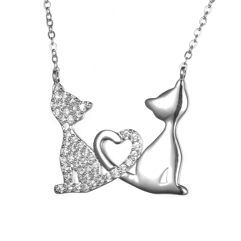 Women's Fashion Animal Cat CZ Necklace