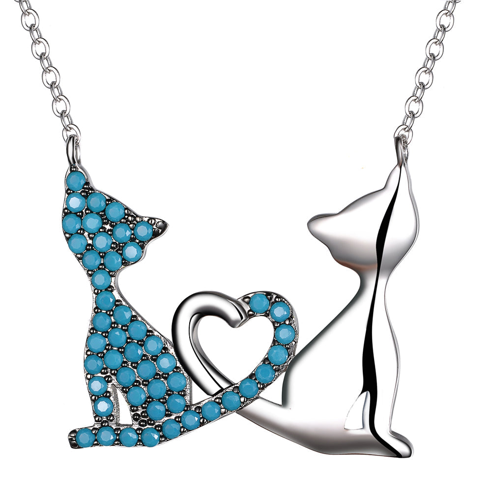 Women's Fashion Animal Cat CZ Necklace