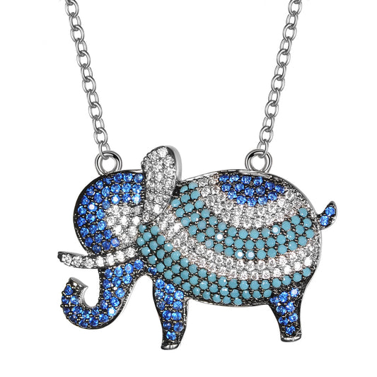 Women's Fashion Animal Elephant CZ Necklace