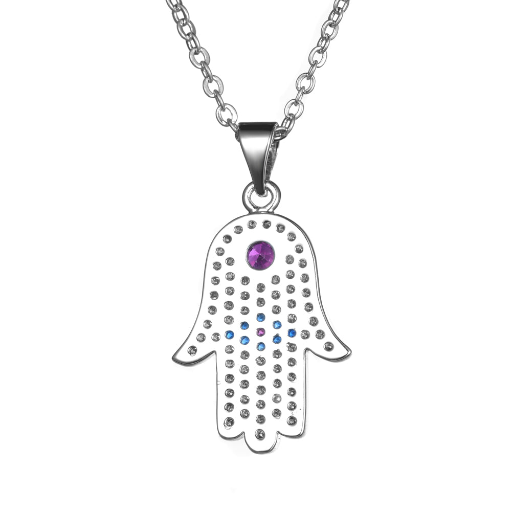 Women's Fashion CZ Evil eye Hamsa Necklace