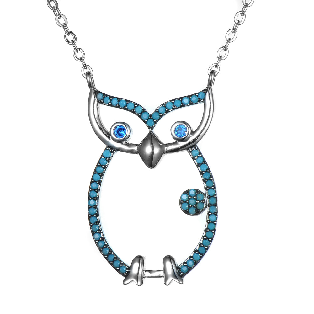 Women's Fashion Animal Owl CZ Pendant Necklace