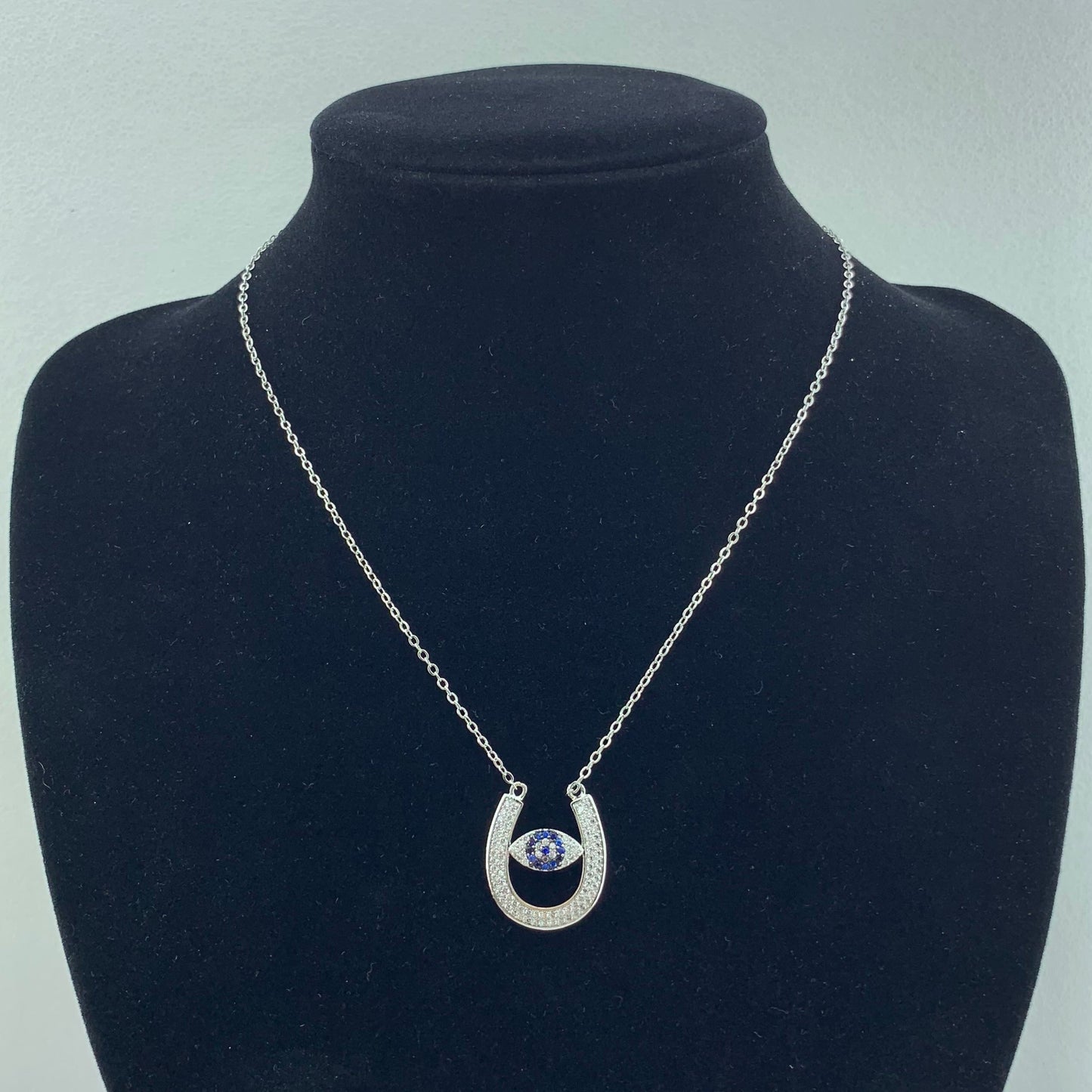 Women's Fashion CZ Horseshoe Evil eye Necklace