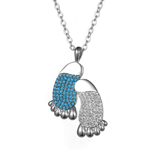 Women's Fashion Footprint CZ Pendant Necklace