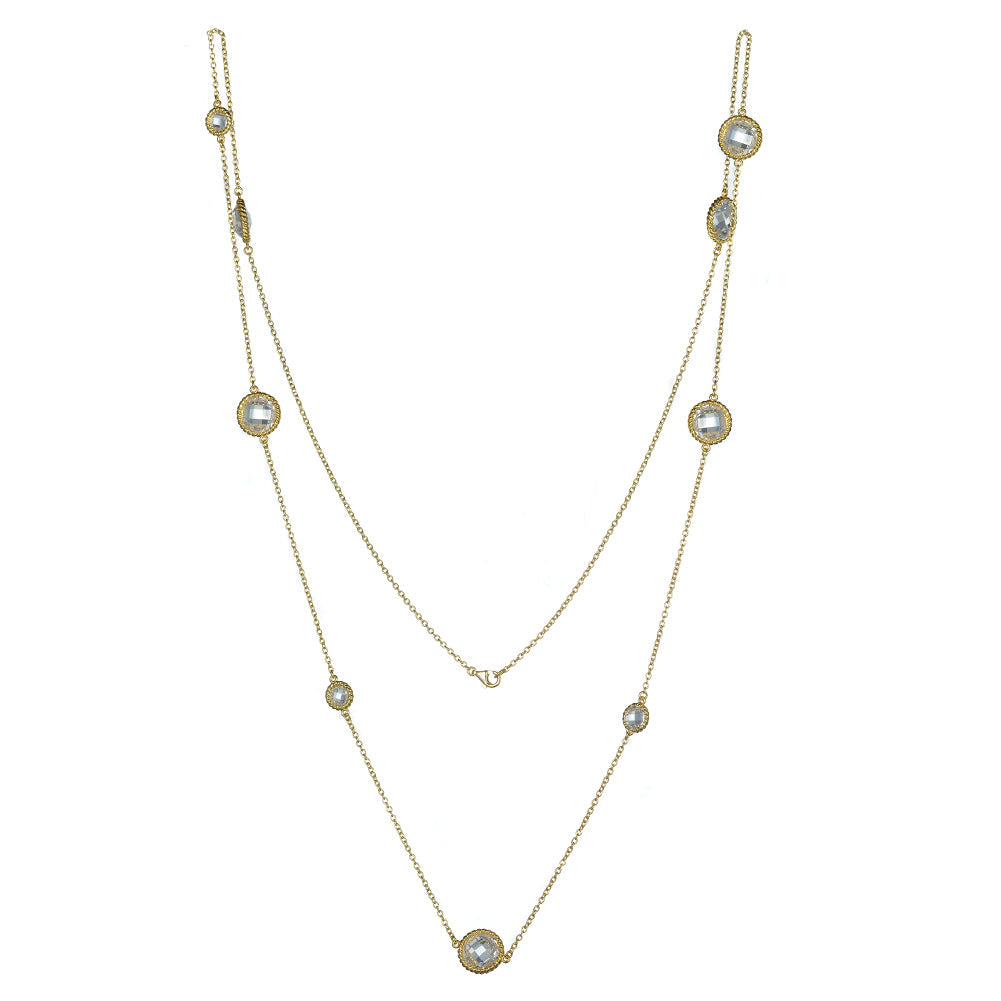 925 Silver CZ Long Necklace