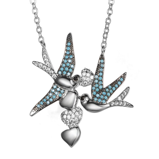 Women's Fashion Animal Swallow CZ Necklace