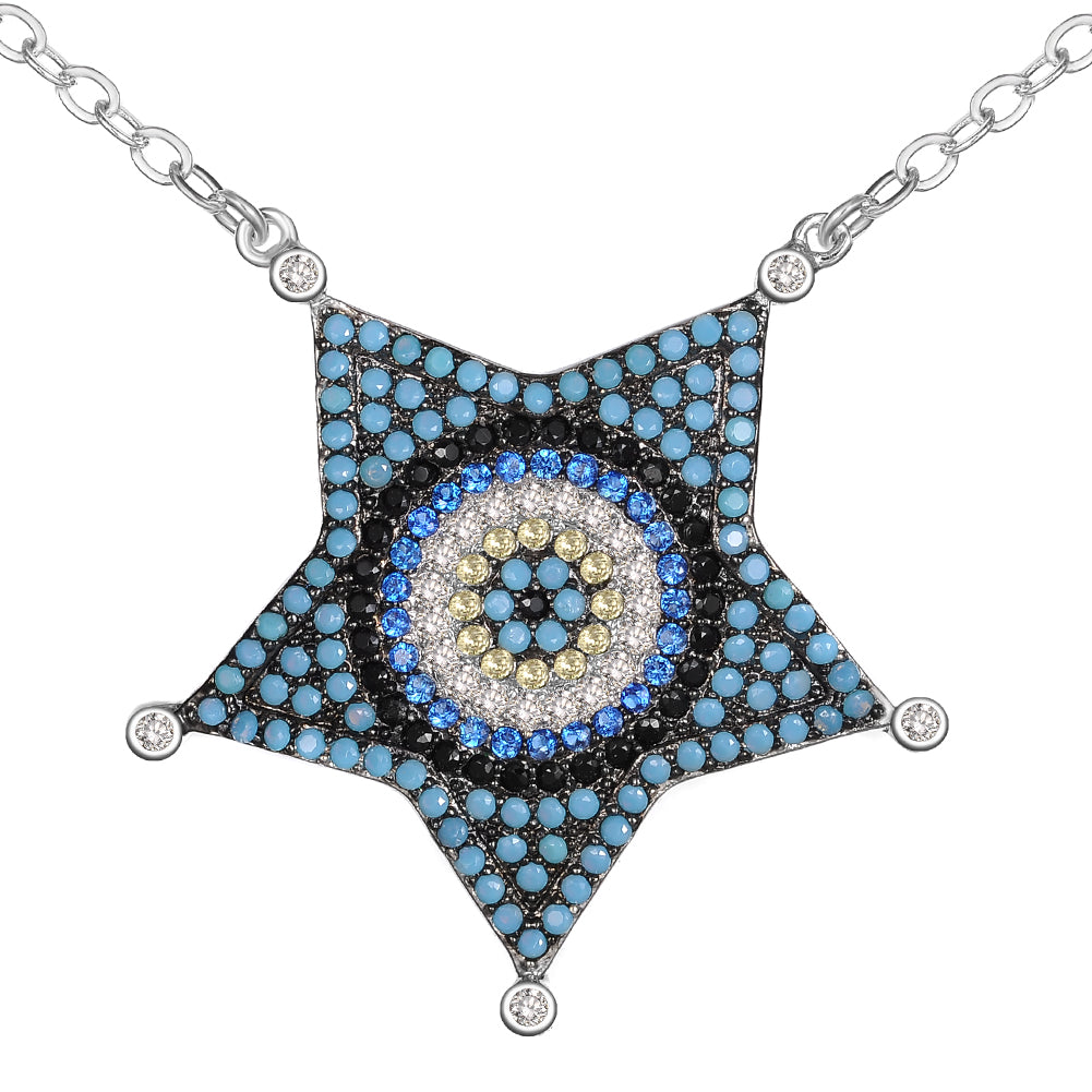 Women's Fashion CZ Evil eye Pendant Necklace