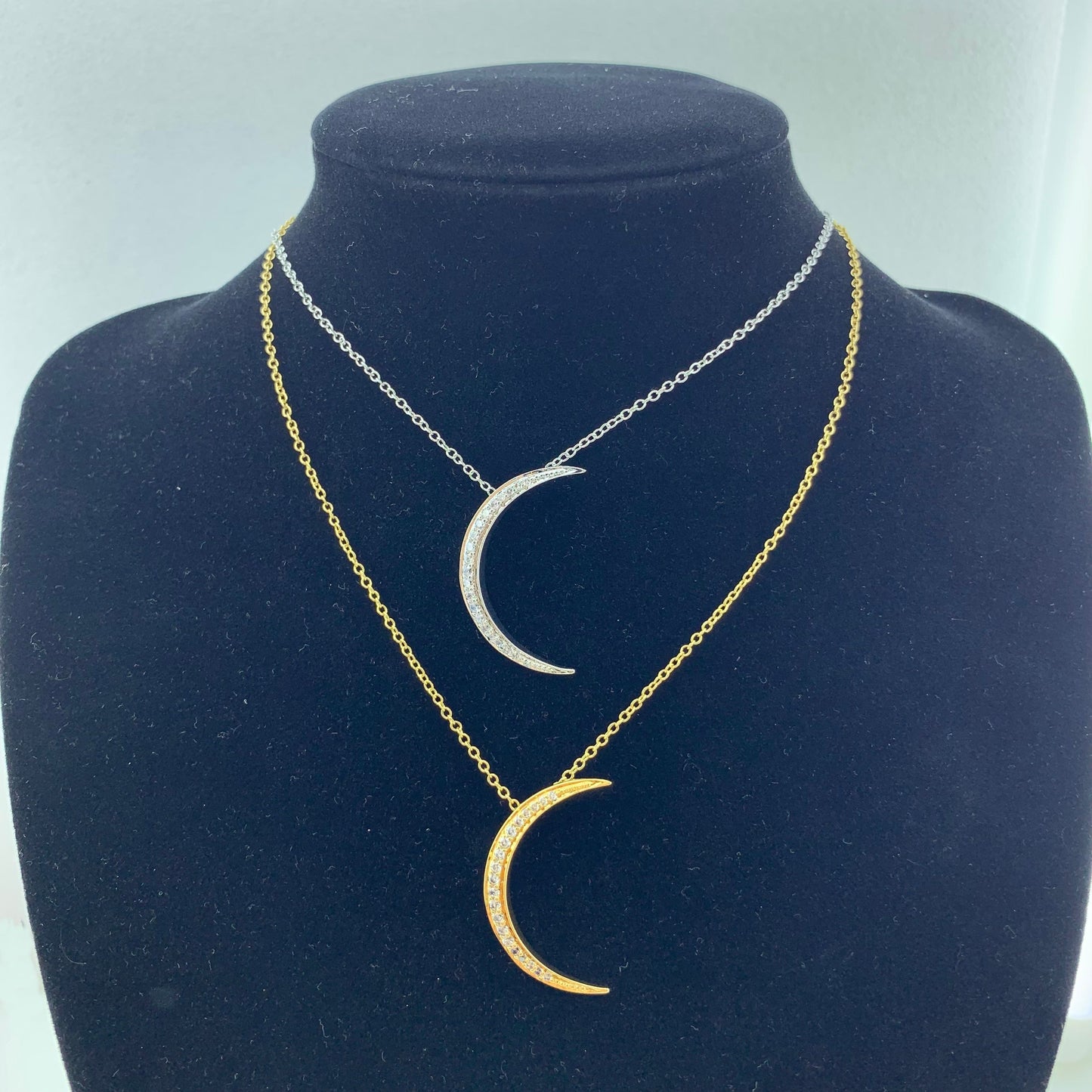 Women's Fashion CZ Cresent Moon Necklace