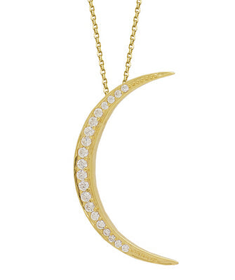 Women's Fashion CZ Cresent Moon Necklace