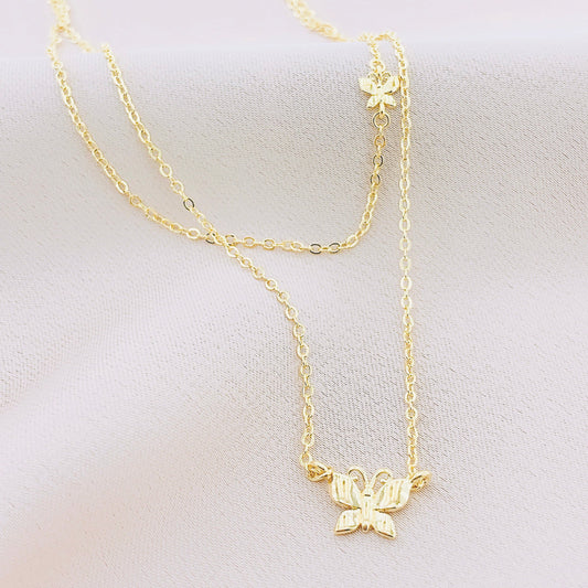 Women's Fashion Animal Butterfly Double Layered Necklace