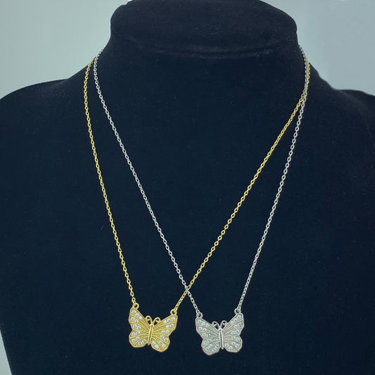 Women's Butterfly CZ Pendant Necklace