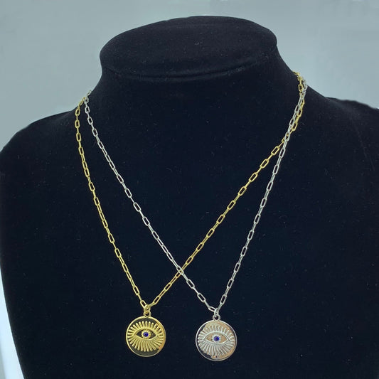 Women's Fashion CZ Evil eye Necklace