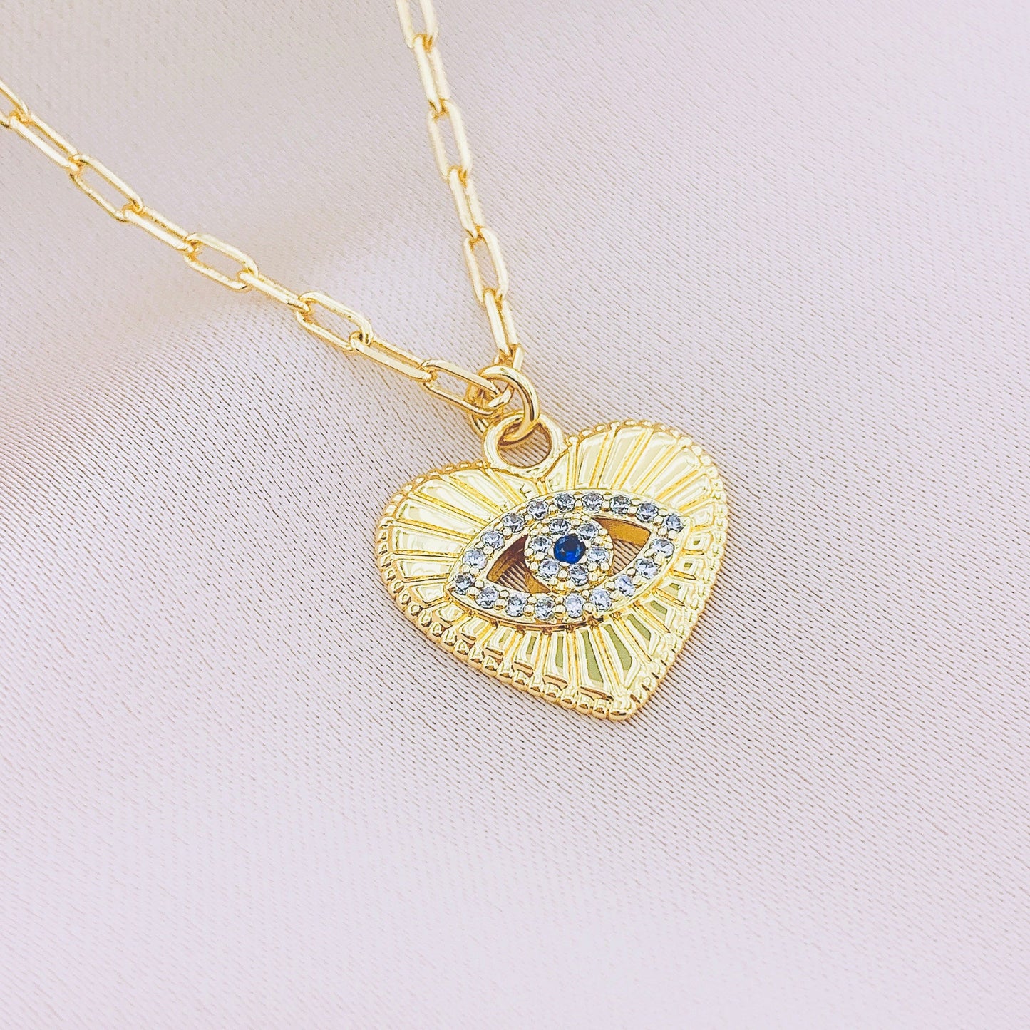 Women's Fashion CZ Evil eye Pendant Necklace