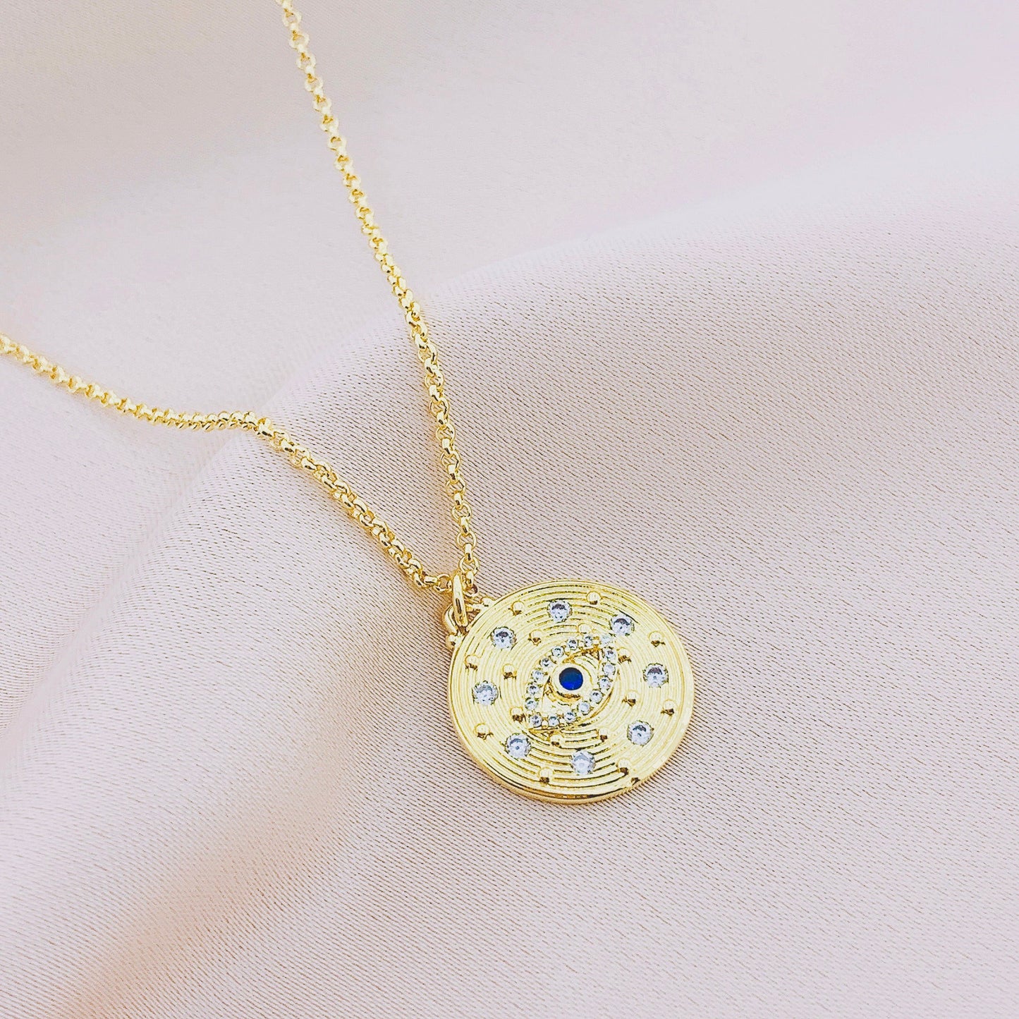 Women's Fashion CZ Evil eye Pendant Necklace