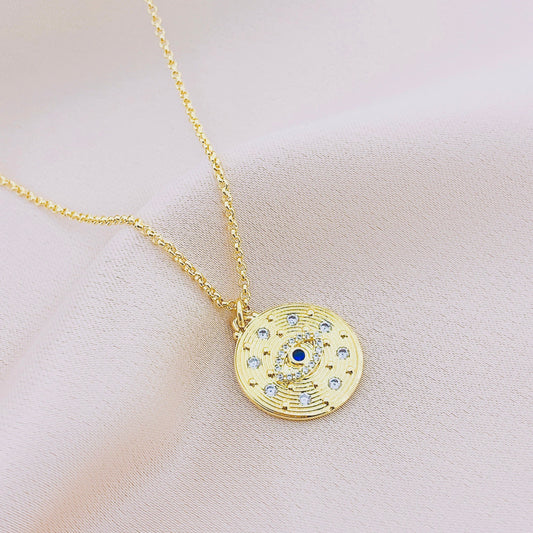 Women's Fashion CZ Evil eye Pendant Necklace