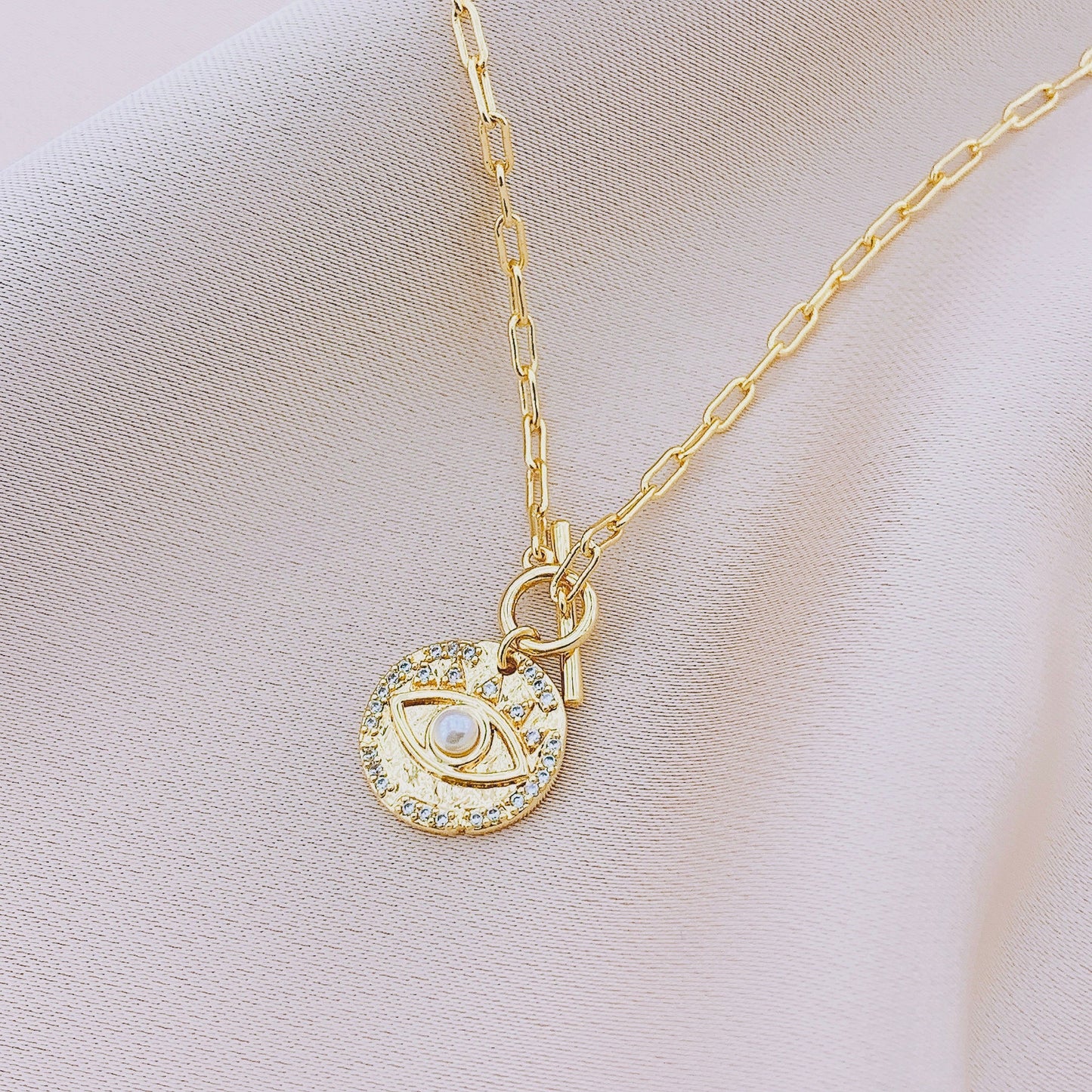 Women's Fashion CZ Evil eye Pendant Necklace