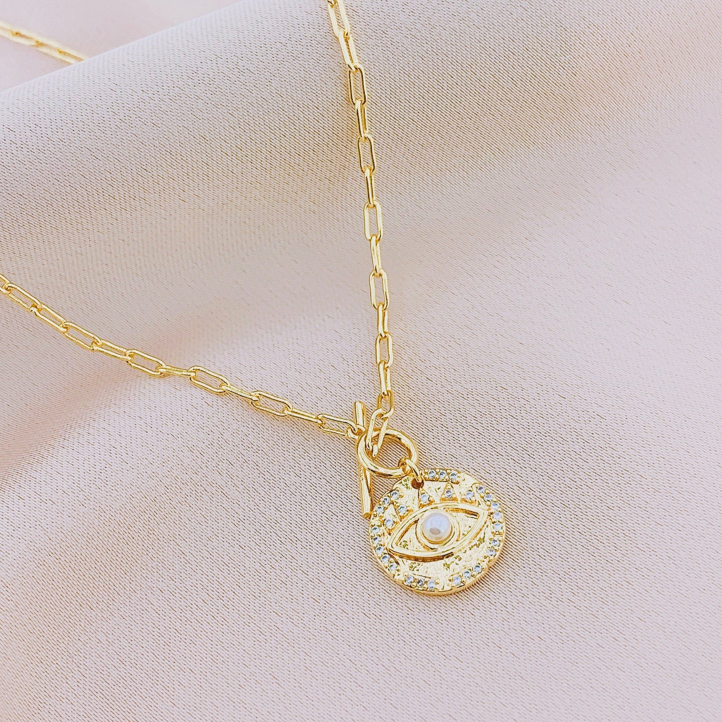 Women's Fashion CZ Evil eye Pendant Necklace