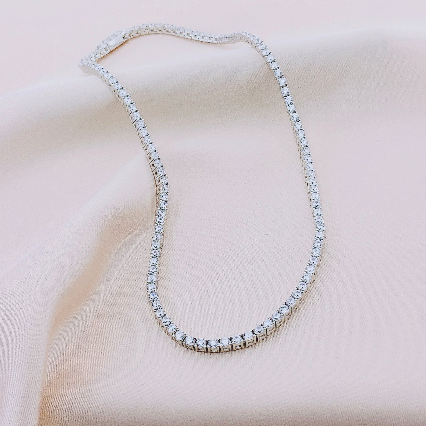 Women's Fashion Tennis CZ Wedding Bridal Necklace